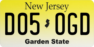 NJ license plate D05OGD