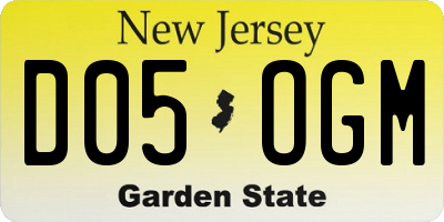 NJ license plate D05OGM