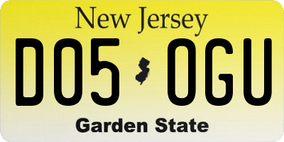 NJ license plate D05OGU