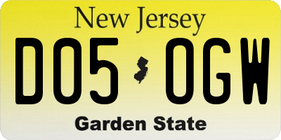 NJ license plate D05OGW