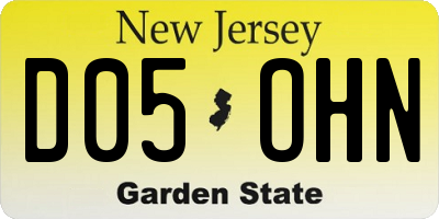 NJ license plate D05OHN