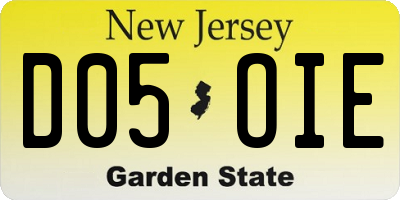 NJ license plate D05OIE