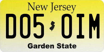 NJ license plate D05OIM