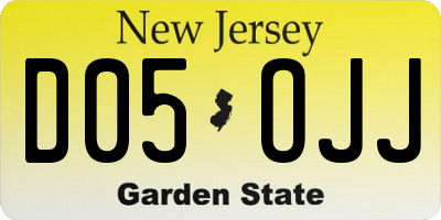 NJ license plate D05OJJ