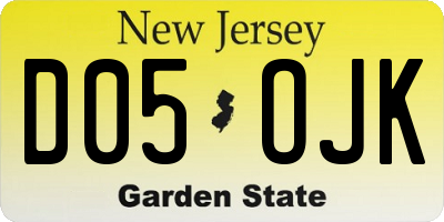 NJ license plate D05OJK
