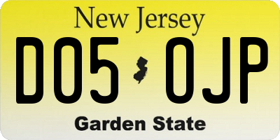 NJ license plate D05OJP