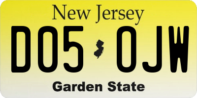 NJ license plate D05OJW