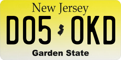 NJ license plate D05OKD