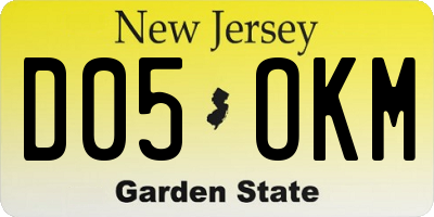 NJ license plate D05OKM