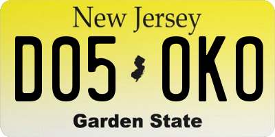 NJ license plate D05OKO