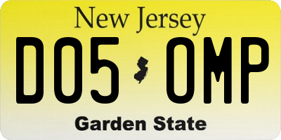 NJ license plate D05OMP