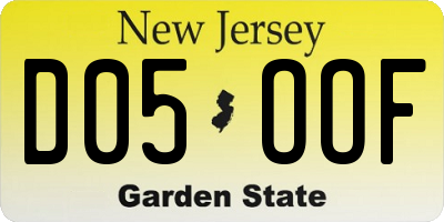NJ license plate D05OOF