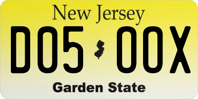 NJ license plate D05OOX
