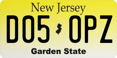 NJ license plate D05OPZ