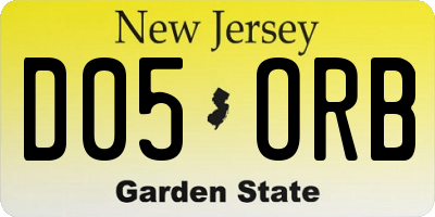 NJ license plate D05ORB