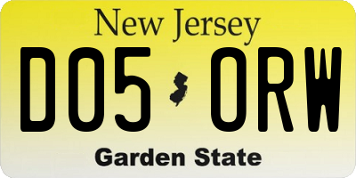 NJ license plate D05ORW