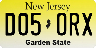 NJ license plate D05ORX