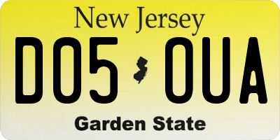 NJ license plate D05OUA