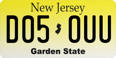 NJ license plate D05OUU
