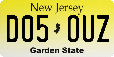 NJ license plate D05OUZ