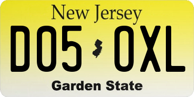 NJ license plate D05OXL