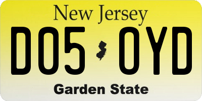 NJ license plate D05OYD