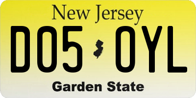 NJ license plate D05OYL