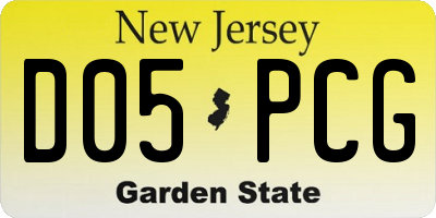 NJ license plate D05PCG