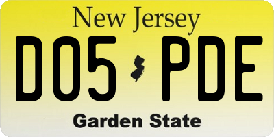 NJ license plate D05PDE