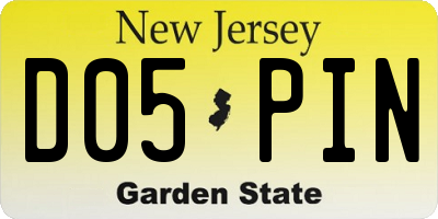 NJ license plate D05PIN