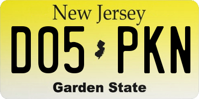 NJ license plate D05PKN