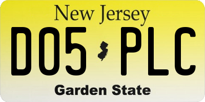 NJ license plate D05PLC