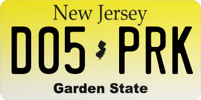 NJ license plate D05PRK