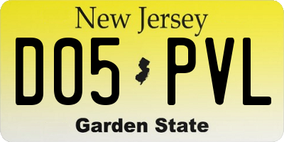 NJ license plate D05PVL