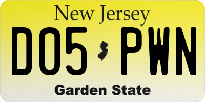 NJ license plate D05PWN