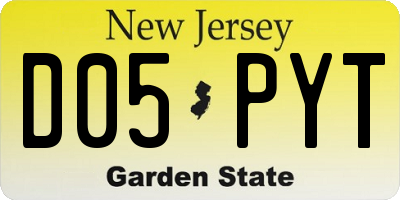 NJ license plate D05PYT