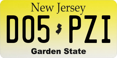 NJ license plate D05PZI