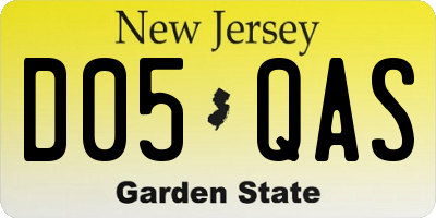 NJ license plate D05QAS