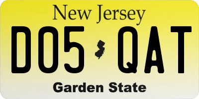 NJ license plate D05QAT