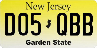 NJ license plate D05QBB