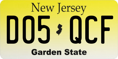 NJ license plate D05QCF
