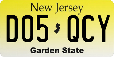 NJ license plate D05QCY