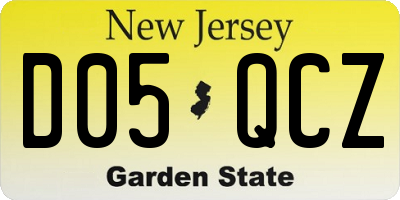 NJ license plate D05QCZ