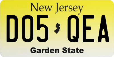 NJ license plate D05QEA