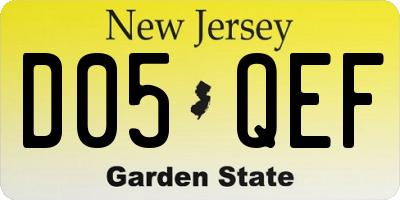 NJ license plate D05QEF