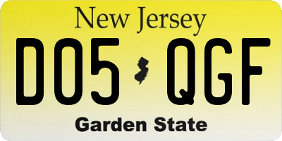NJ license plate D05QGF