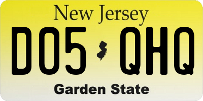 NJ license plate D05QHQ