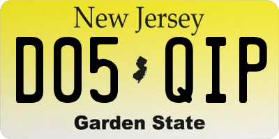 NJ license plate D05QIP