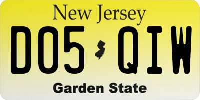 NJ license plate D05QIW