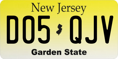 NJ license plate D05QJV